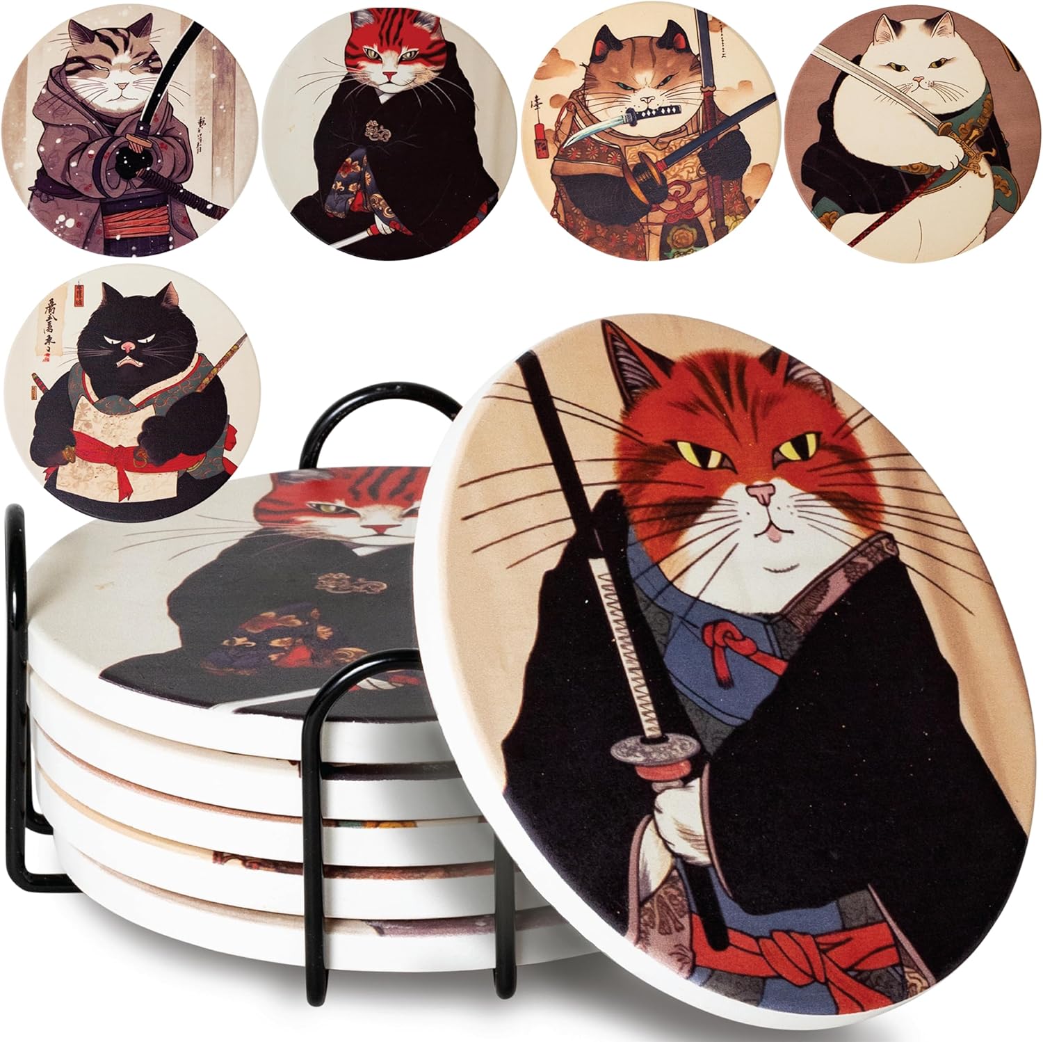 Diatomite Coaster Large Ceramic Absorbent With Holder, Housewarming Gifts For Ho